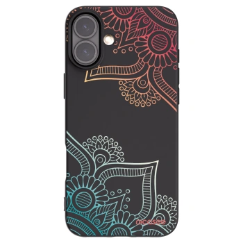 Picasee Μαύρη θήκη σιλικόνης για Apple iPhone 16 Plus - Flowers pattern