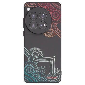 Picasee Μαύρη θήκη σιλικόνης για OnePlus 12 5G - Flowers pattern