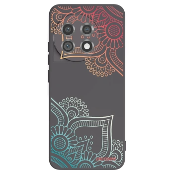 Picasee Μαύρη θήκη σιλικόνης για OnePlus 11 5G - Flowers pattern