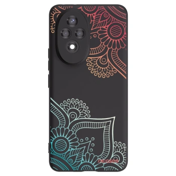 Picasee Μαύρη θήκη σιλικόνης για Honor 200 Pro 5G - Flowers pattern