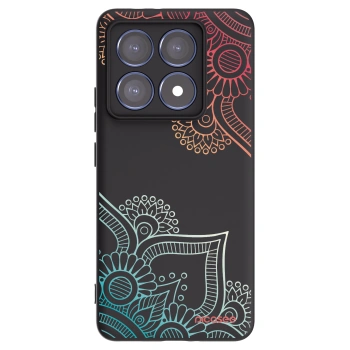 Picasee Μαύρη θήκη σιλικόνης για Xiaomi 14T Pro - Flowers pattern