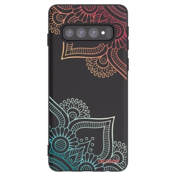 Picasee Μαύρη θήκη σιλικόνης για Samsung Galaxy S10 G973 - Flowers pattern