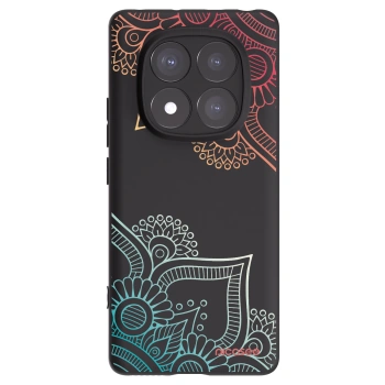 Picasee Μαύρη θήκη σιλικόνης για Xiaomi Redmi Note 14 Pro+ 5G - Flowers pattern