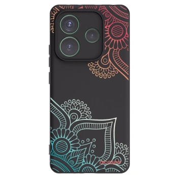 Picasee Μαύρη θήκη σιλικόνης για Xiaomi Redmi Note 14 5G - Flowers pattern