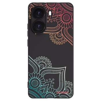 Picasee Μαύρη θήκη σιλικόνης για Xiaomi Poco X7 Pro 5G - Flowers pattern