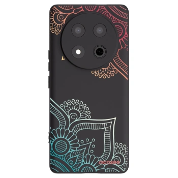 Picasee Μαύρη θήκη σιλικόνης για Honor Magic7 Lite 5G - Flowers pattern