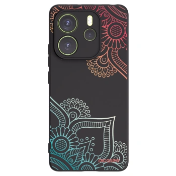 Picasee Μαύρη θήκη σιλικόνης για Xiaomi Redmi Note 14 4G - Flowers pattern
