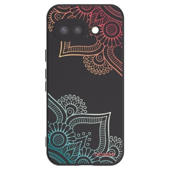 Picasee Μαύρη θήκη σιλικόνης για Google Pixel 9a - Flowers pattern