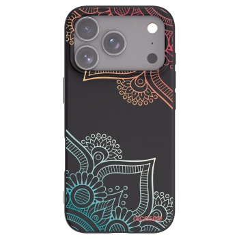 Picasee Μαύρη θήκη σιλικόνης για Apple iPhone 17 Pro - Flowers pattern