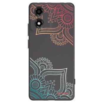 Picasee Μαύρη θήκη σιλικόνης για Motorola Moto E14 - Flowers pattern