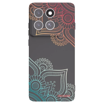 Picasee Μαύρη θήκη σιλικόνης για Motorola Edge 60 Pro - Flowers pattern