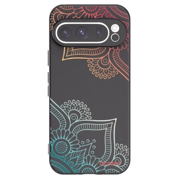 Picasee Μαύρη θήκη σιλικόνης για Google Pixel 9 Pro XL - Flowers pattern