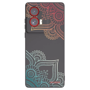 Picasee Μαύρη θήκη σιλικόνης για Motorola Edge 50 Fusion - Flowers pattern