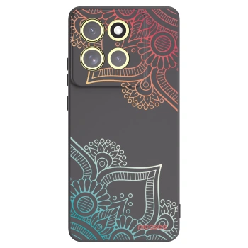 Picasee Μαύρη θήκη σιλικόνης για Motorola Moto G86 Power 5G - Flowers pattern