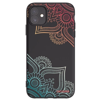Picasee Μαύρη θήκη σιλικόνης για Apple iPhone 11 - Flowers pattern