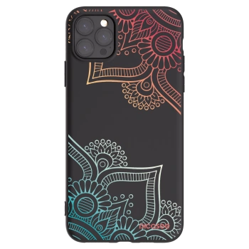 Picasee Μαύρη θήκη σιλικόνης για Apple iPhone 11 Pro Max - Flowers pattern