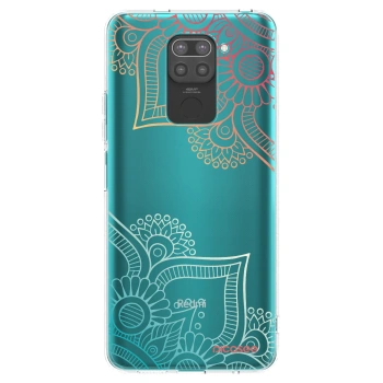 Picasee Μαύρη θήκη σιλικόνης για Xiaomi Redmi Note 9 - Flowers pattern