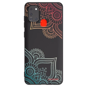 Picasee Μαύρη θήκη σιλικόνης για Samsung Galaxy A21s - Flowers pattern