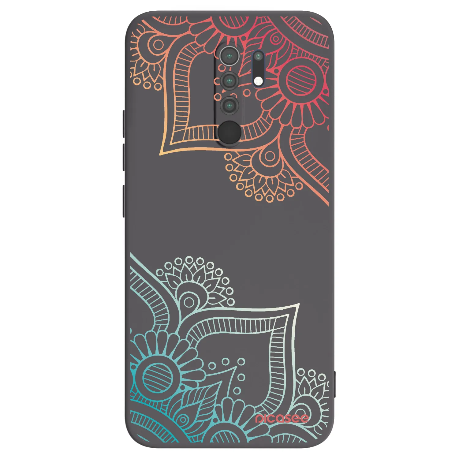 Picasee Μαύρη θήκη σιλικόνης για Xiaomi Redmi 9 - Flowers pattern