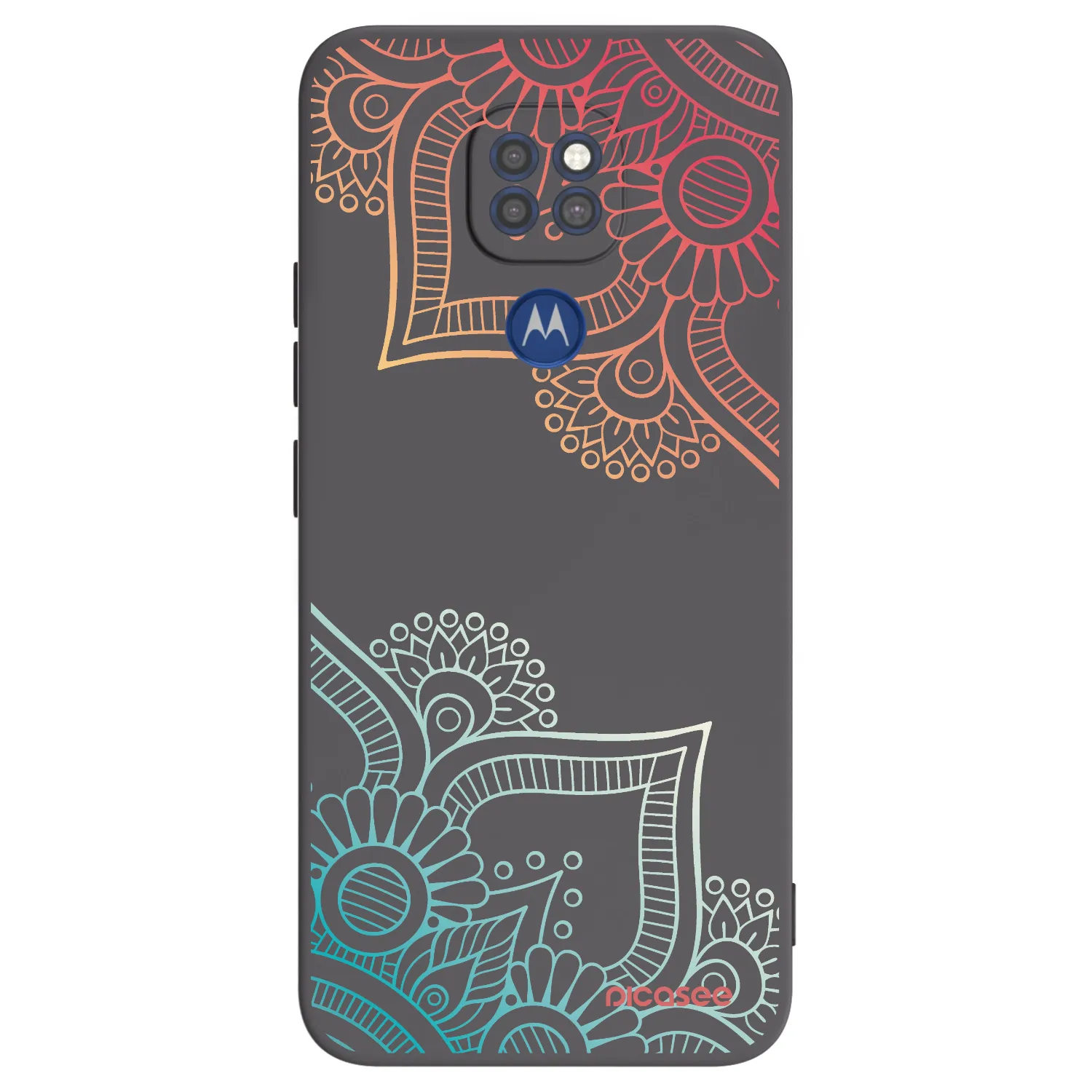 Picasee Μαύρη θήκη σιλικόνης για Motorola Moto G9 Play - Flowers pattern