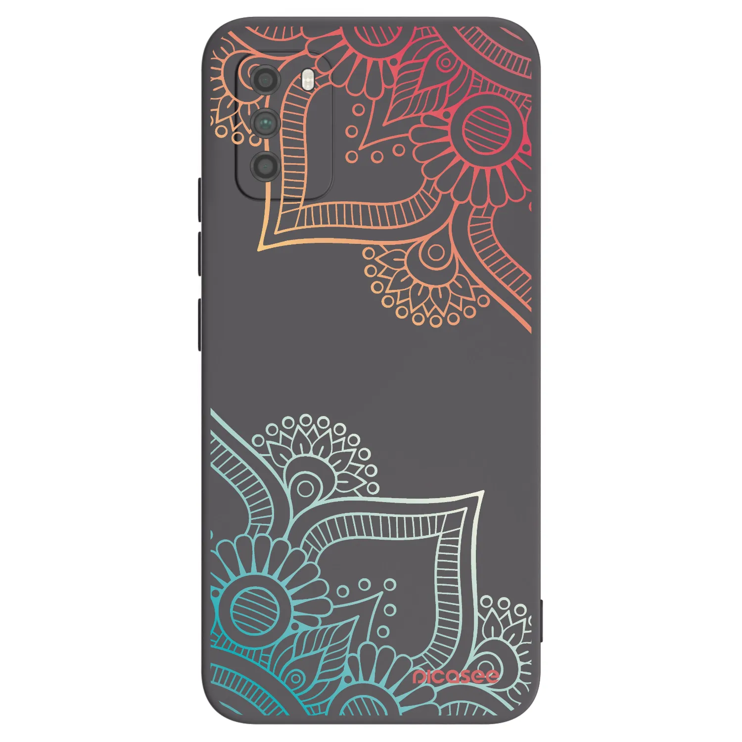 Picasee Μαύρη θήκη σιλικόνης για Xiaomi Poco M3 - Flowers pattern