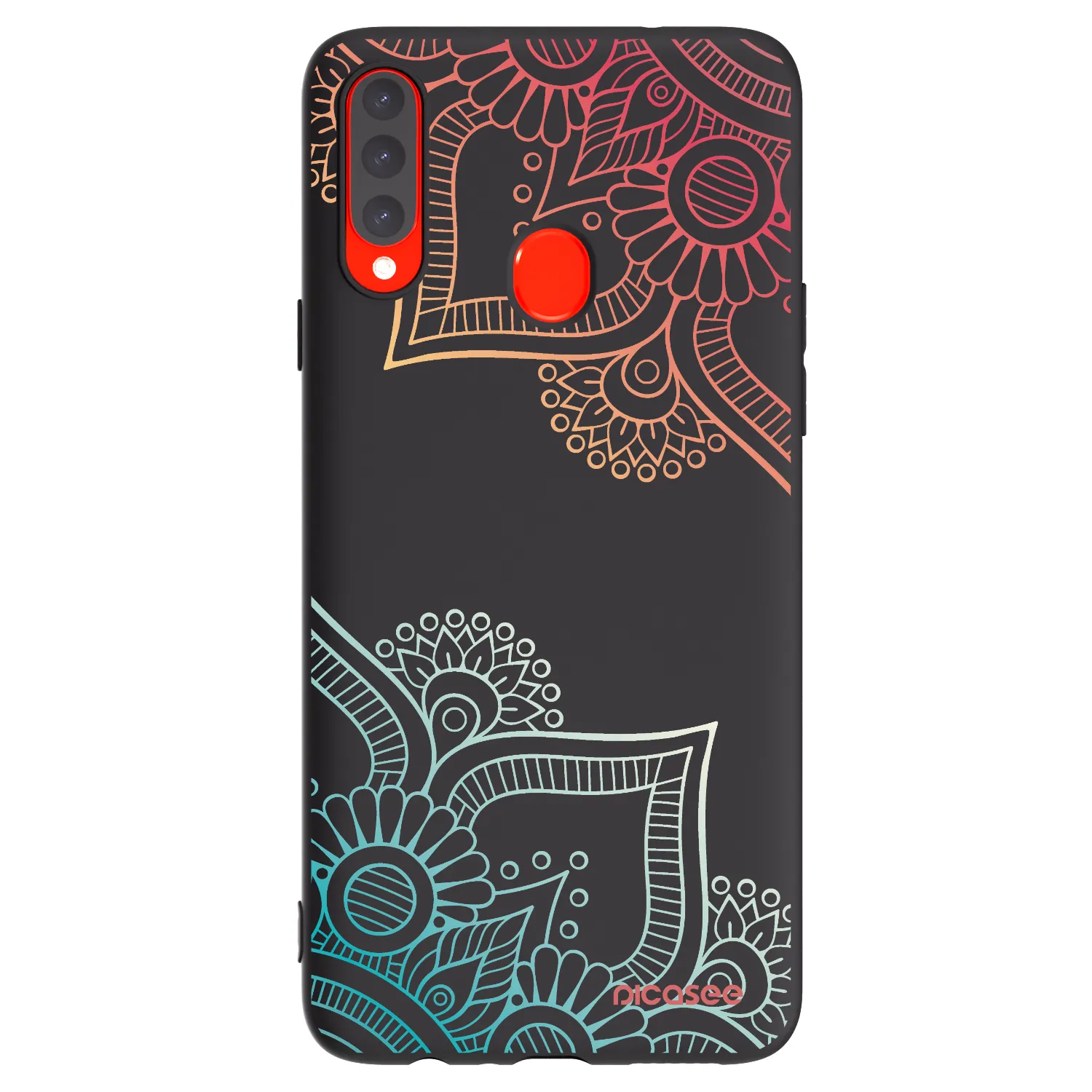 Picasee Μαύρη θήκη σιλικόνης για Samsung Galaxy A20s - Flowers pattern