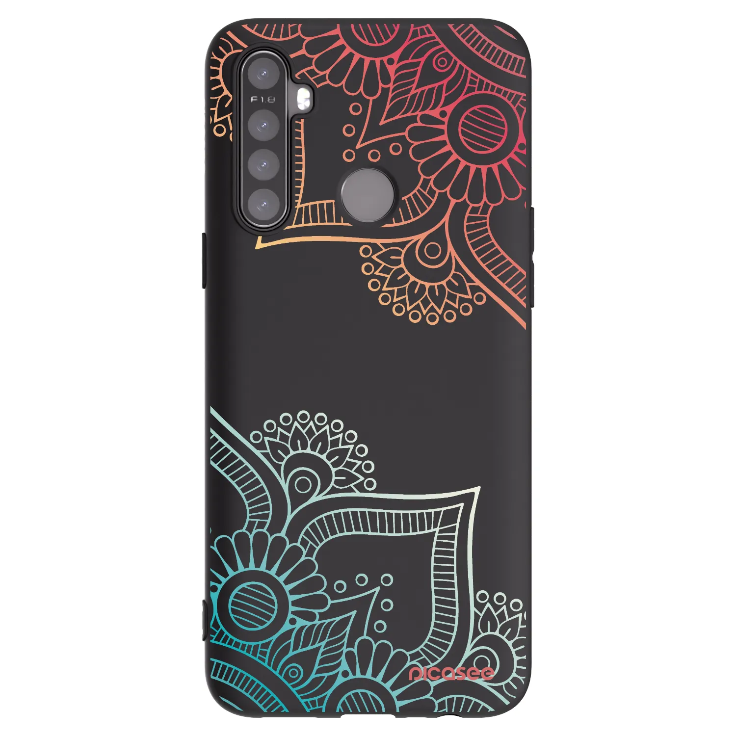 Picasee Μαύρη θήκη σιλικόνης για Realme 6i - Flowers pattern