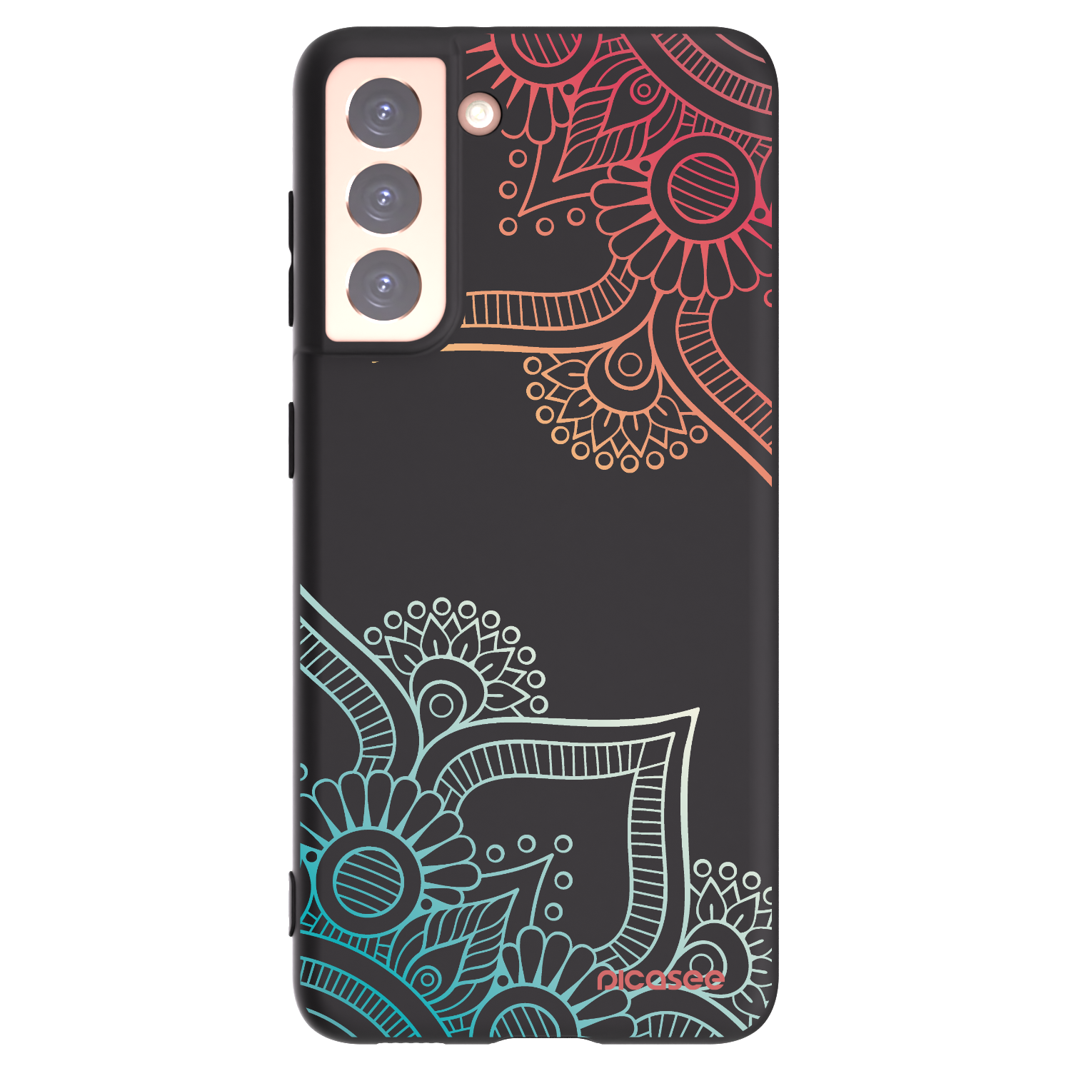 Picasee Μαύρη θήκη σιλικόνης για Samsung Galaxy S21 5G G991B - Flowers pattern
