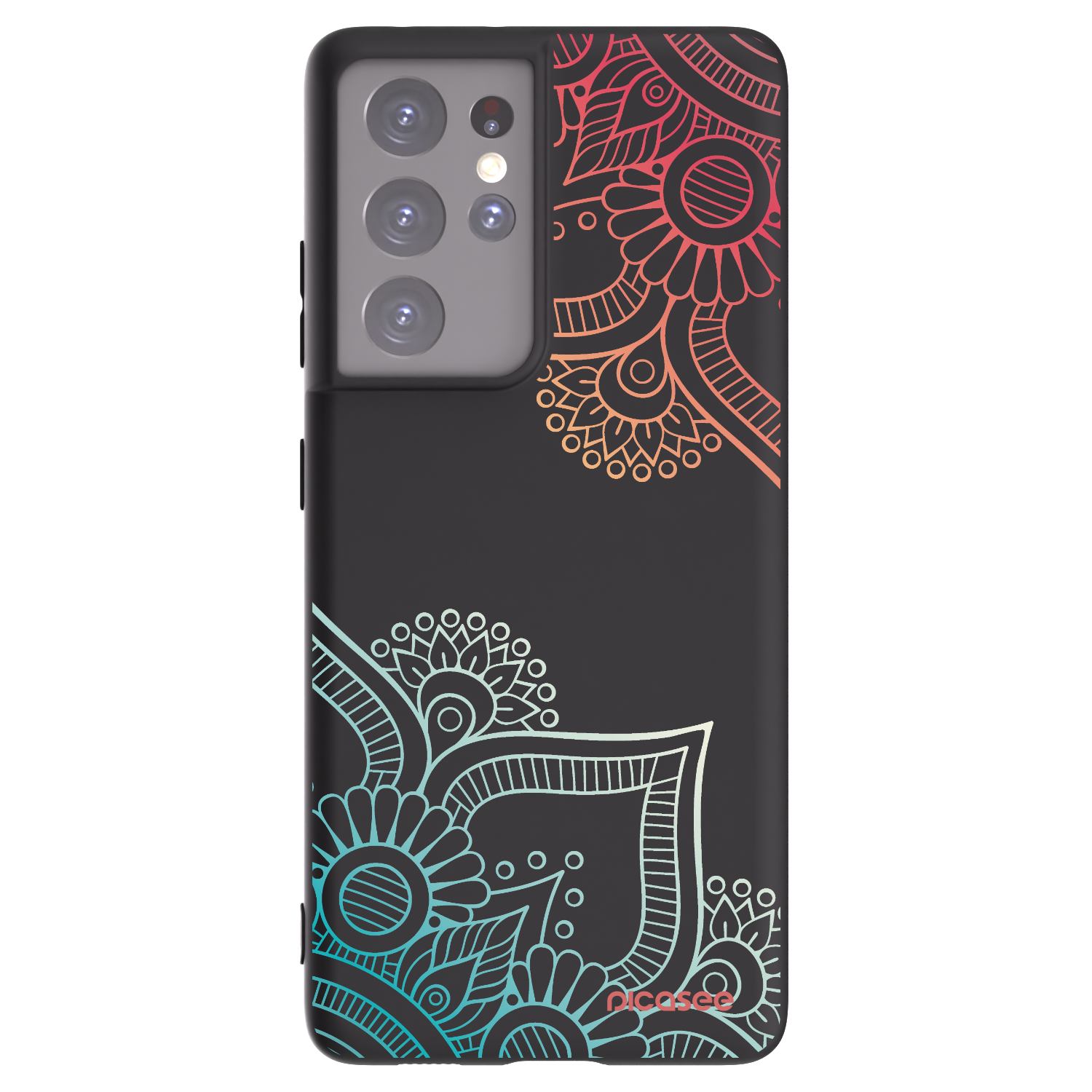 Picasee Μαύρη θήκη σιλικόνης για Samsung Galaxy S21 Ultra 5G G998B - Flowers pattern