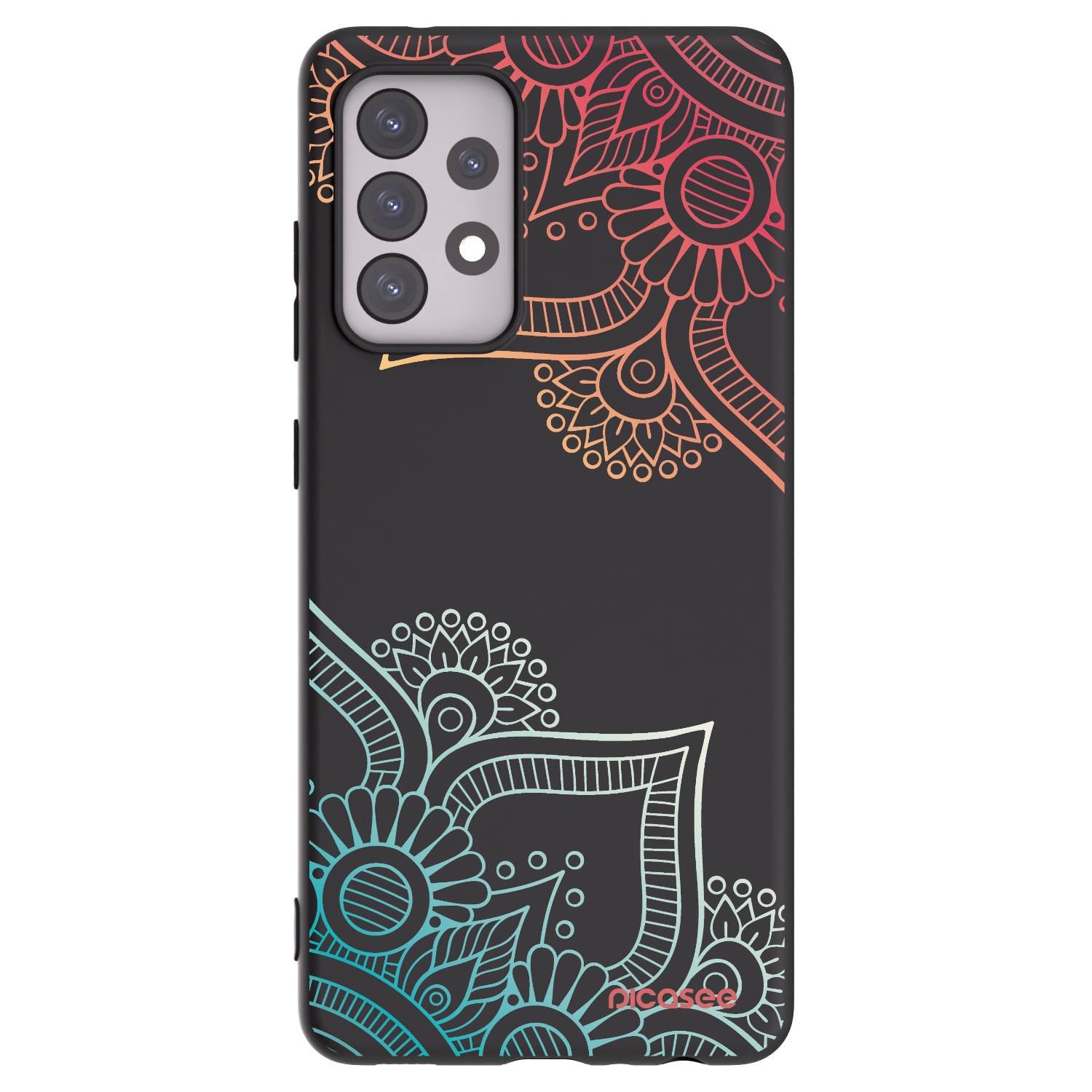 Picasee Μαύρη θήκη σιλικόνης για Samsung Galaxy A52 5G A525F - Flowers pattern