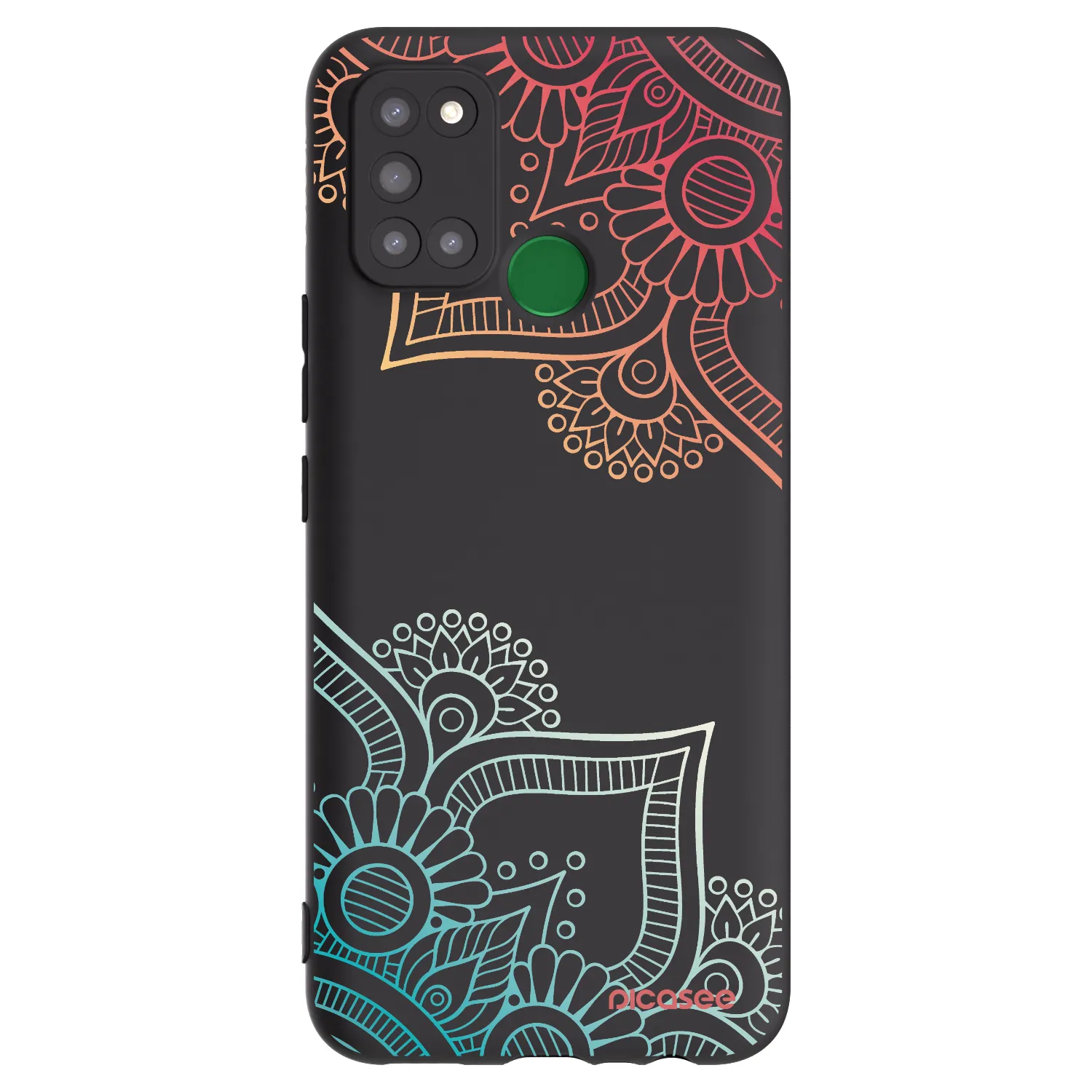 Picasee Μαύρη θήκη σιλικόνης για Realme 7i - Flowers pattern