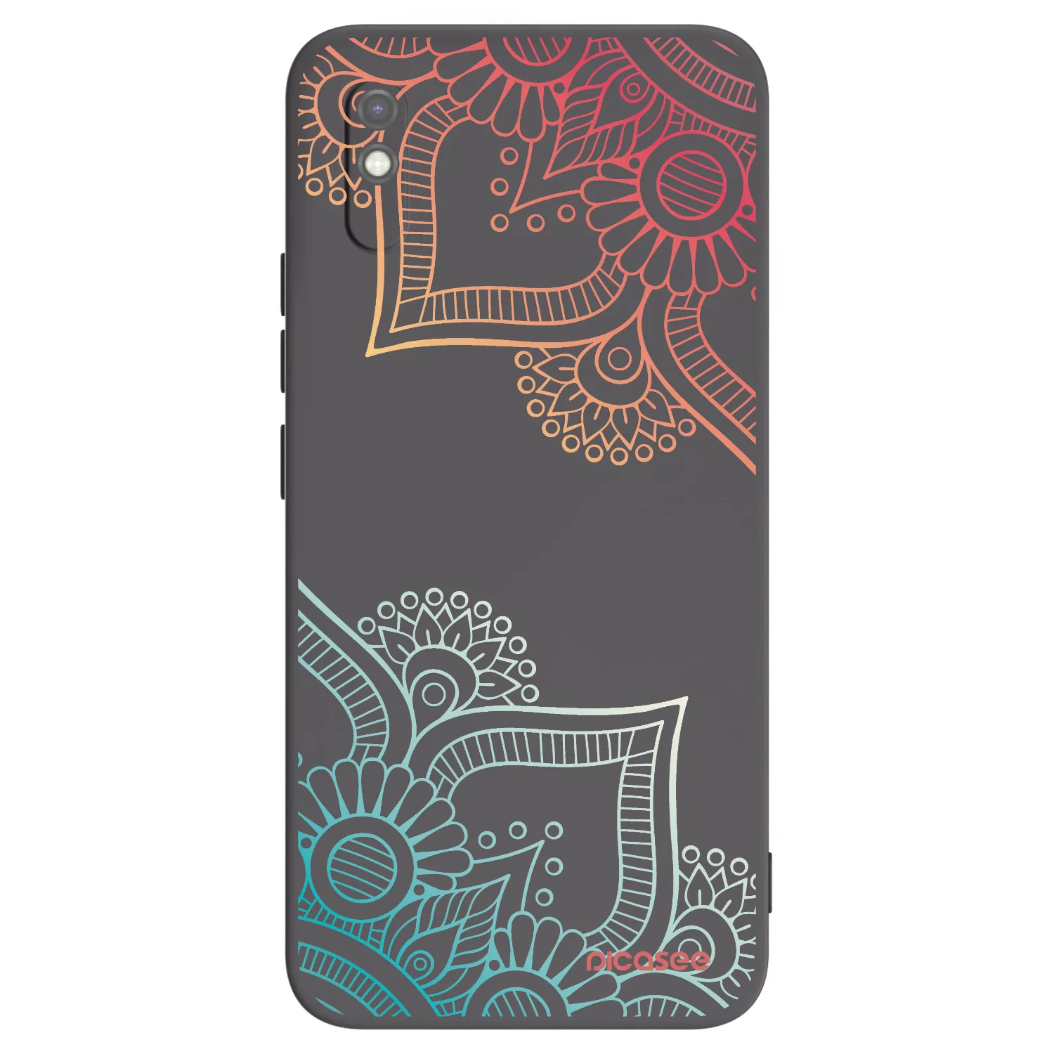 Picasee Μαύρη θήκη σιλικόνης για Xiaomi Redmi 9AT - Flowers pattern