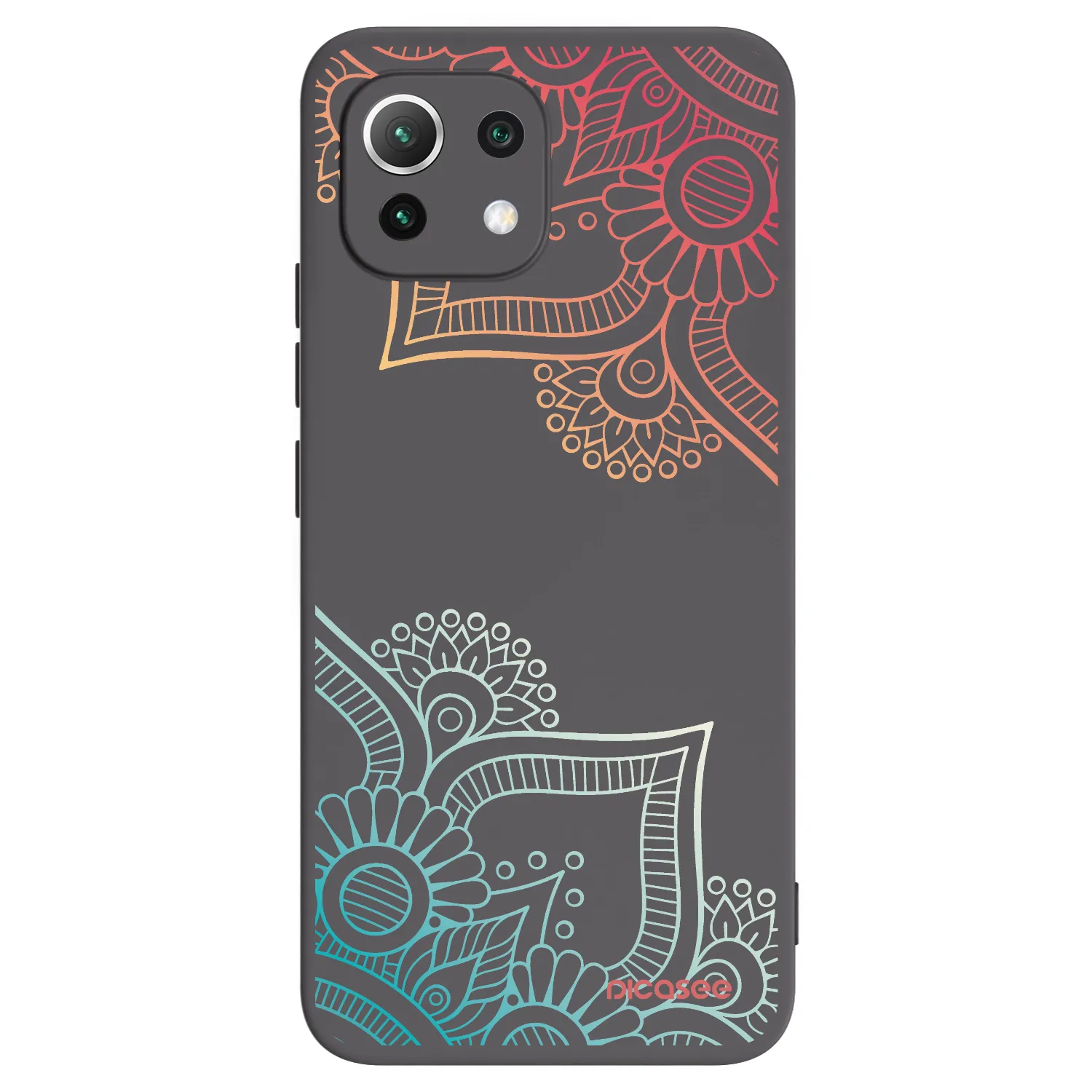 Picasee Μαύρη θήκη σιλικόνης για Xiaomi Mi 11 Lite - Flowers pattern
