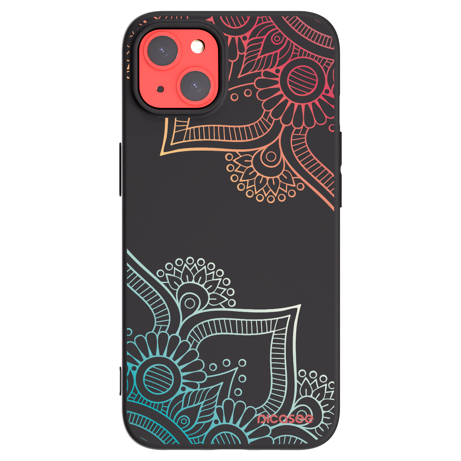 Picasee Μαύρη θήκη σιλικόνης για Apple iPhone 13 - Flowers pattern