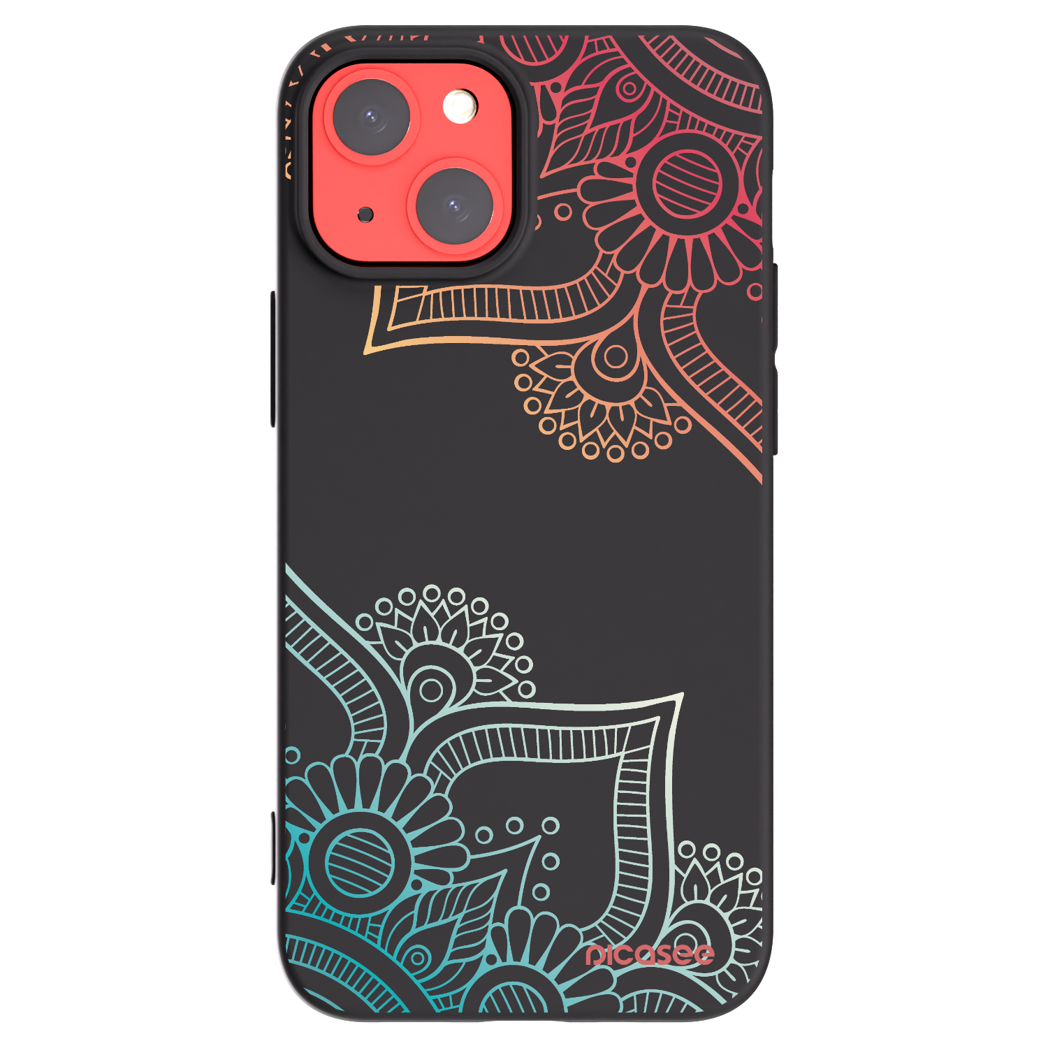 Picasee Μαύρη θήκη σιλικόνης για Apple iPhone 13 mini - Flowers pattern