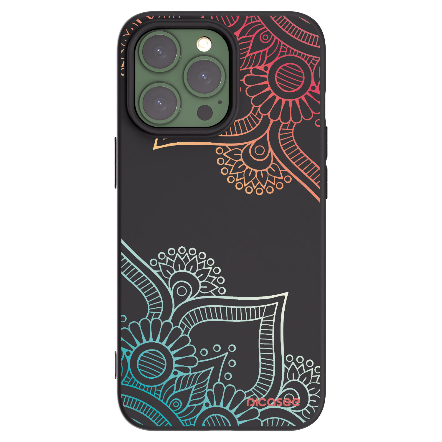 Picasee Μαύρη θήκη σιλικόνης για Apple iPhone 13 Pro - Flowers pattern