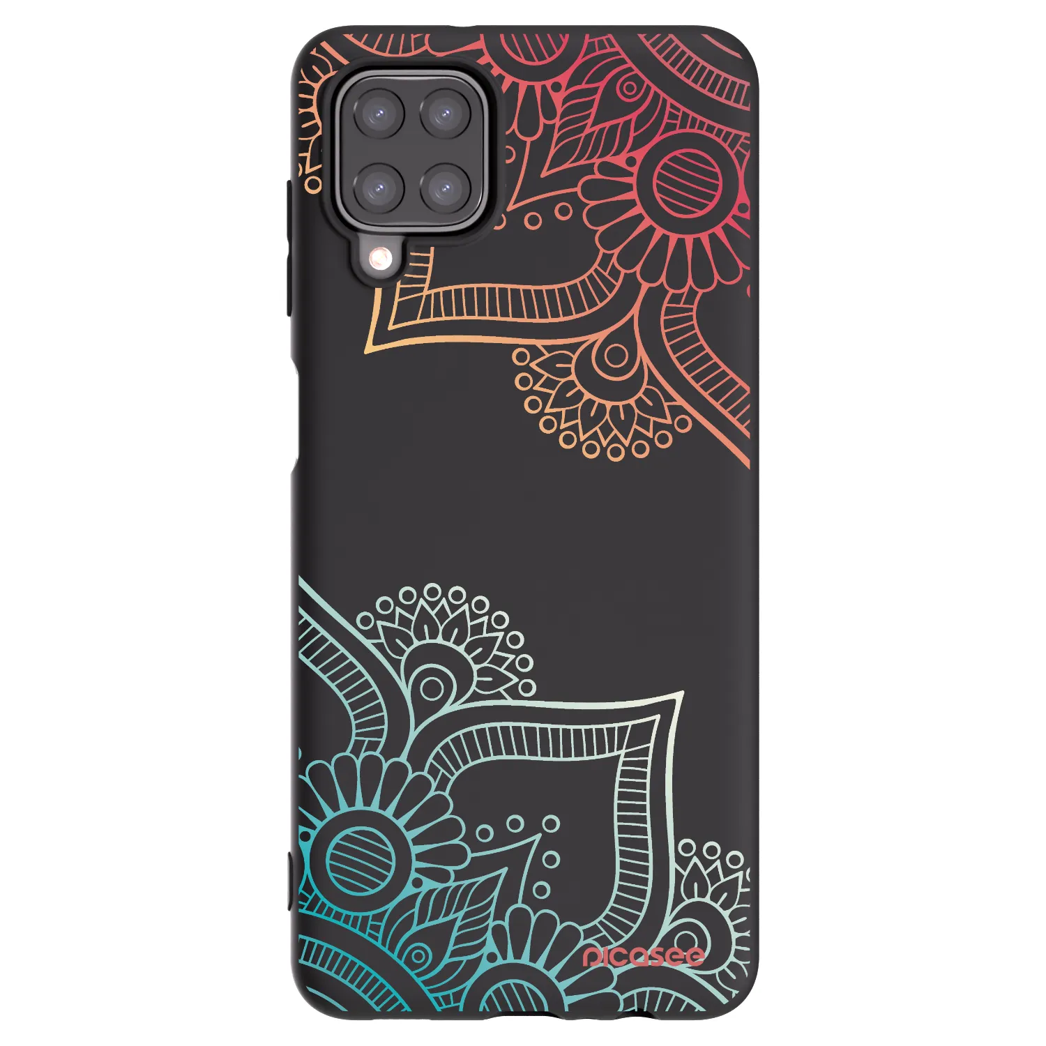 Picasee Μαύρη θήκη σιλικόνης για Samsung Galaxy M12 M127F - Flowers pattern