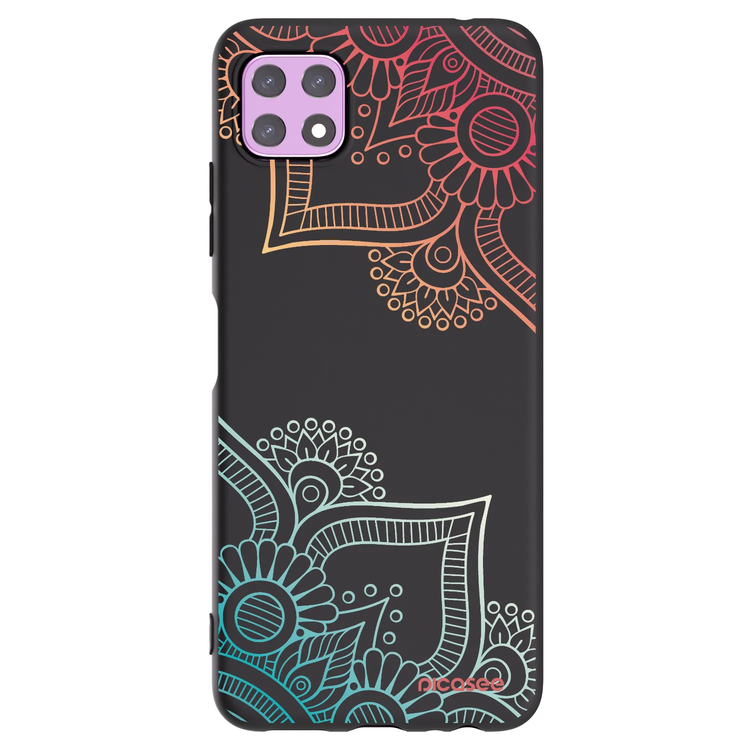 Picasee Μαύρη θήκη σιλικόνης για Samsung Galaxy A22 A226B 5G - Flowers pattern