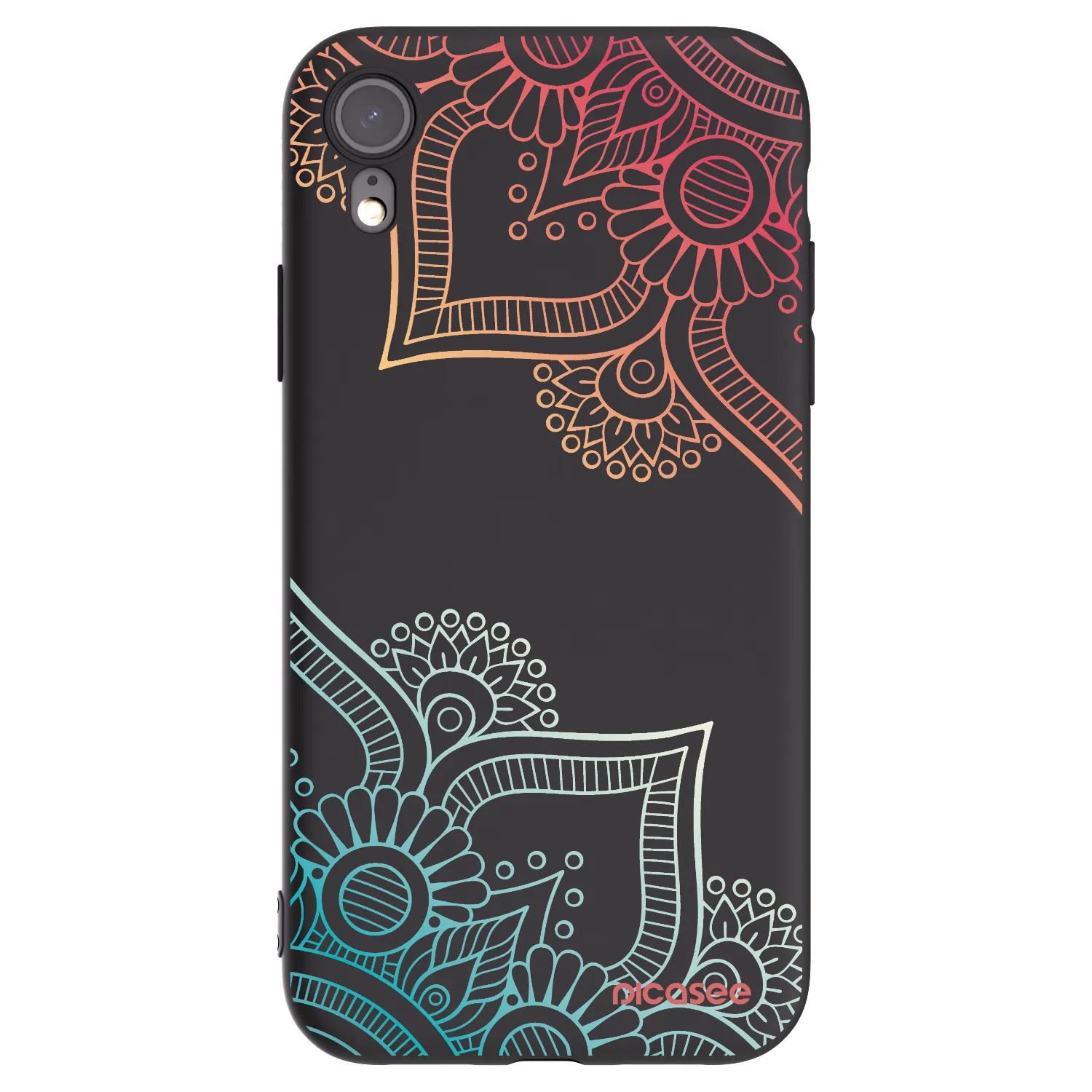 Picasee Μαύρη θήκη σιλικόνης για Apple iPhone XR - Flowers pattern