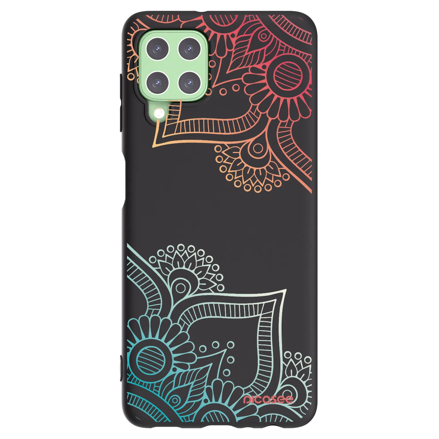 Picasee Μαύρη θήκη σιλικόνης για Samsung Galaxy A22 A225F 4G - Flowers pattern