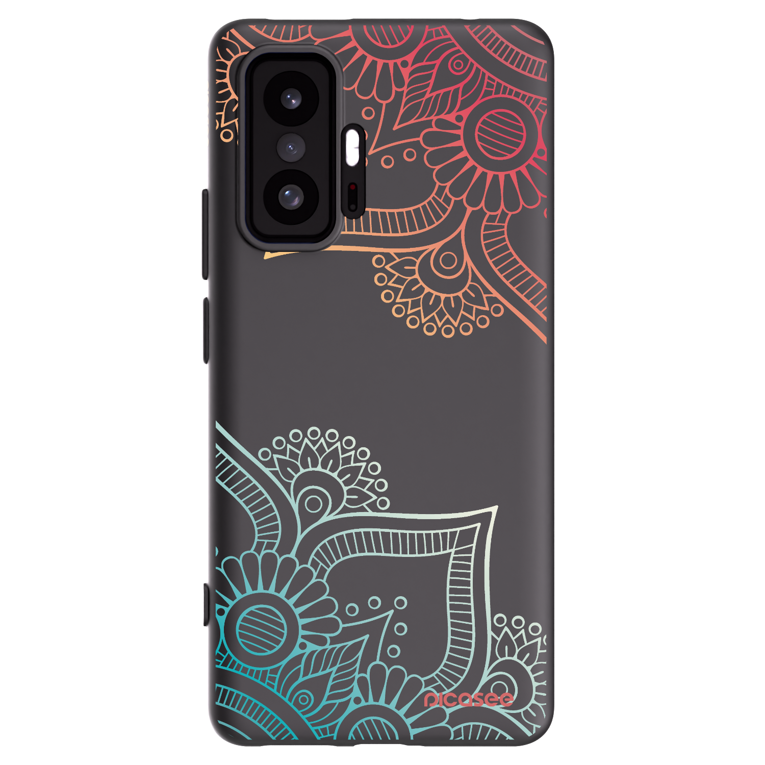 Picasee Μαύρη θήκη σιλικόνης για Xiaomi 11T Pro - Flowers pattern