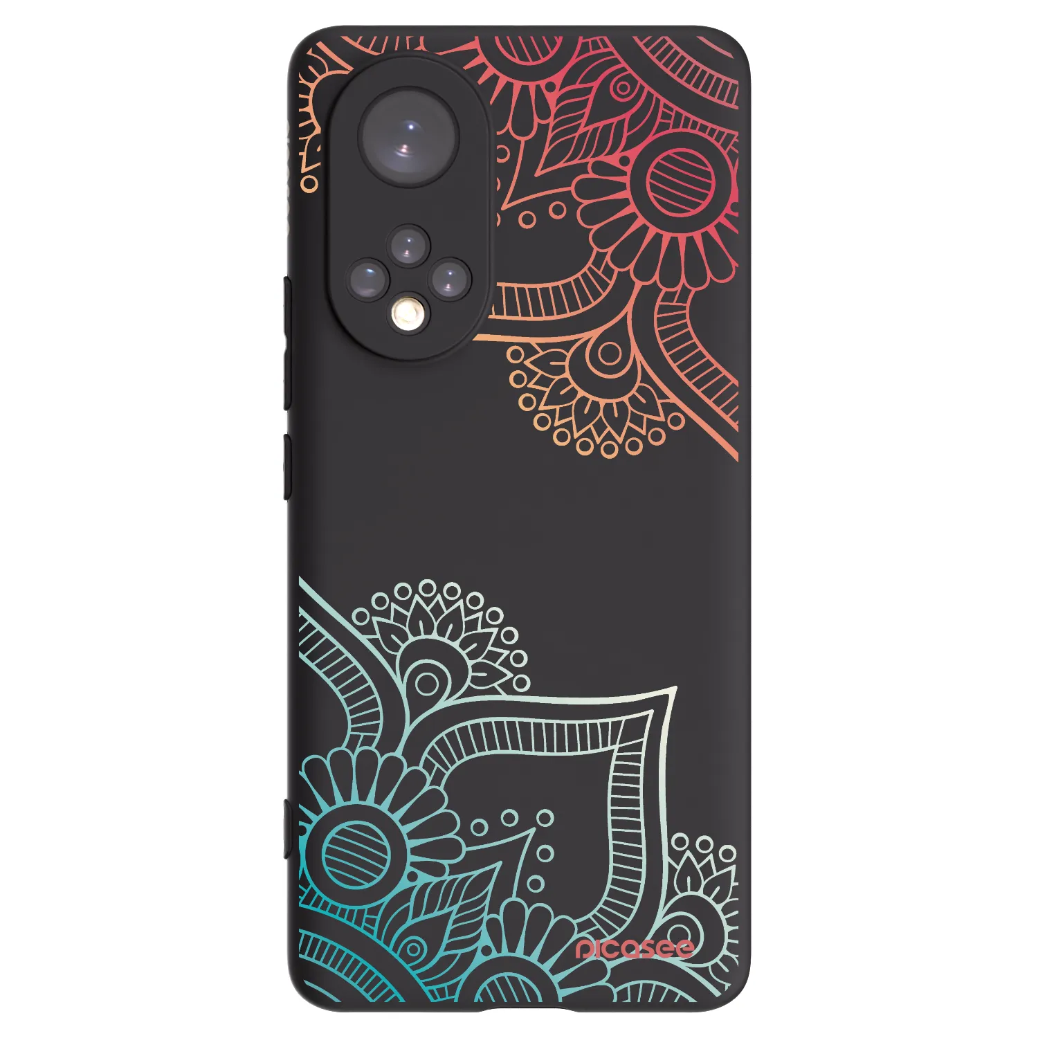 Picasee Μαύρη θήκη σιλικόνης για Honor 50 5G - Flowers pattern