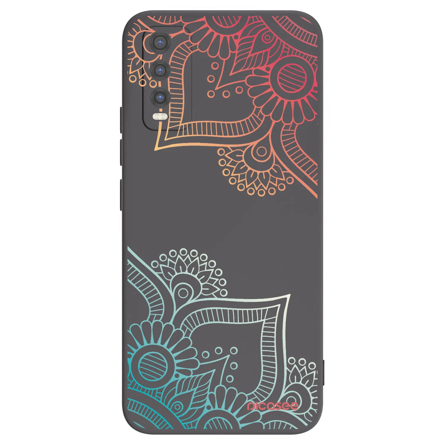 Picasee Μαύρη θήκη σιλικόνης για Vivo Y20s - Flowers pattern