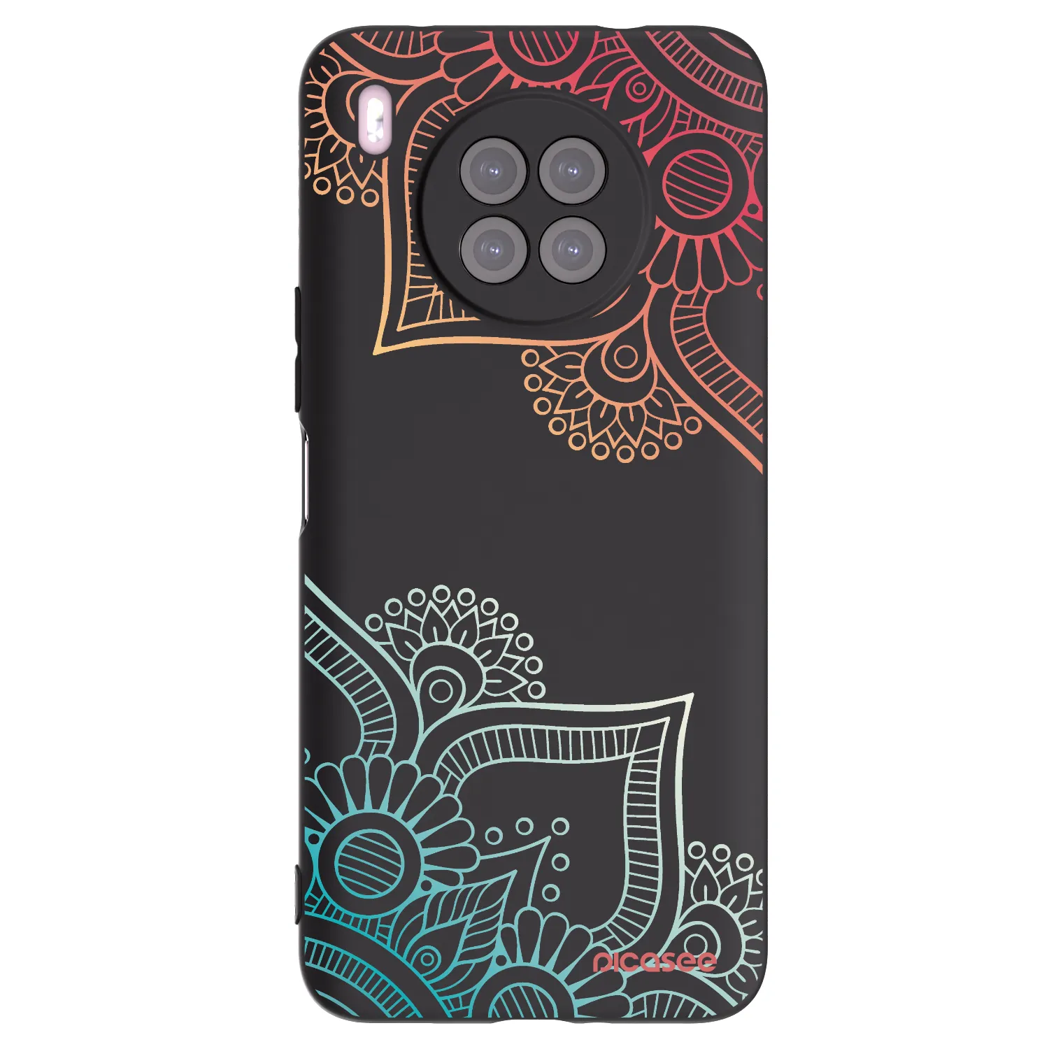 Picasee Μαύρη θήκη σιλικόνης για Huawei Nova 8i - Flowers pattern