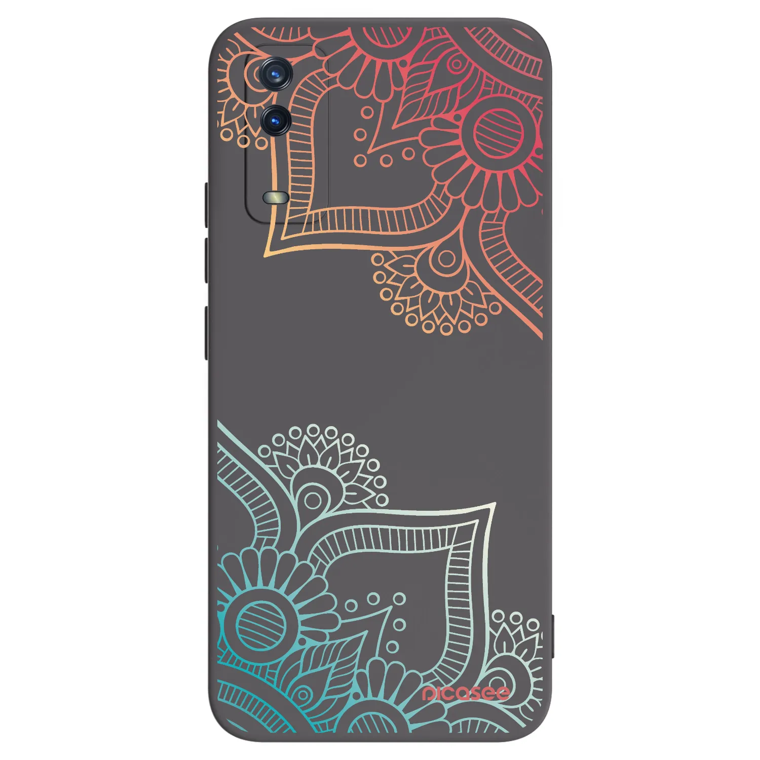 Picasee Μαύρη θήκη σιλικόνης για Vivo Y11s - Flowers pattern
