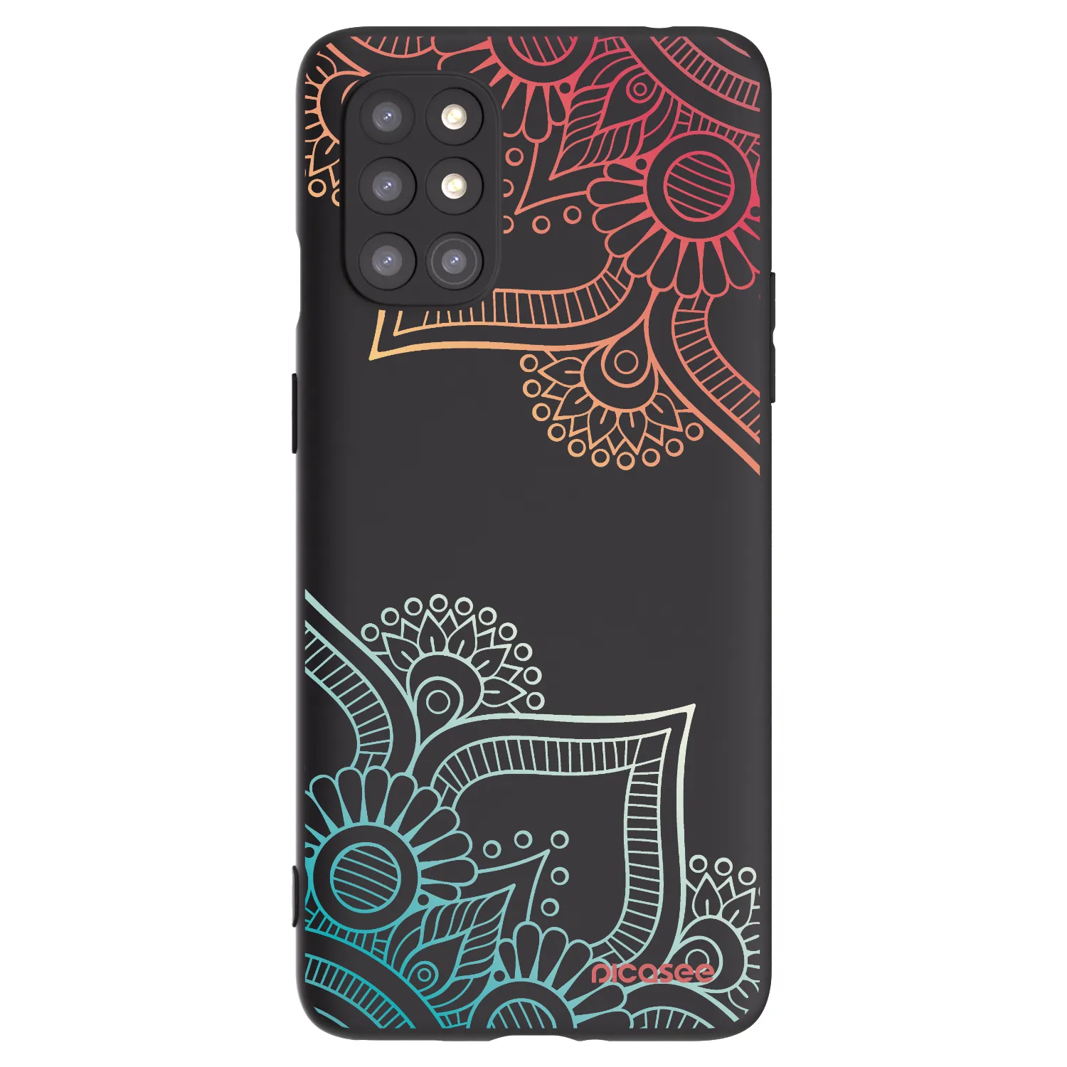 Picasee Μαύρη θήκη σιλικόνης για OnePlus 8T - Flowers pattern