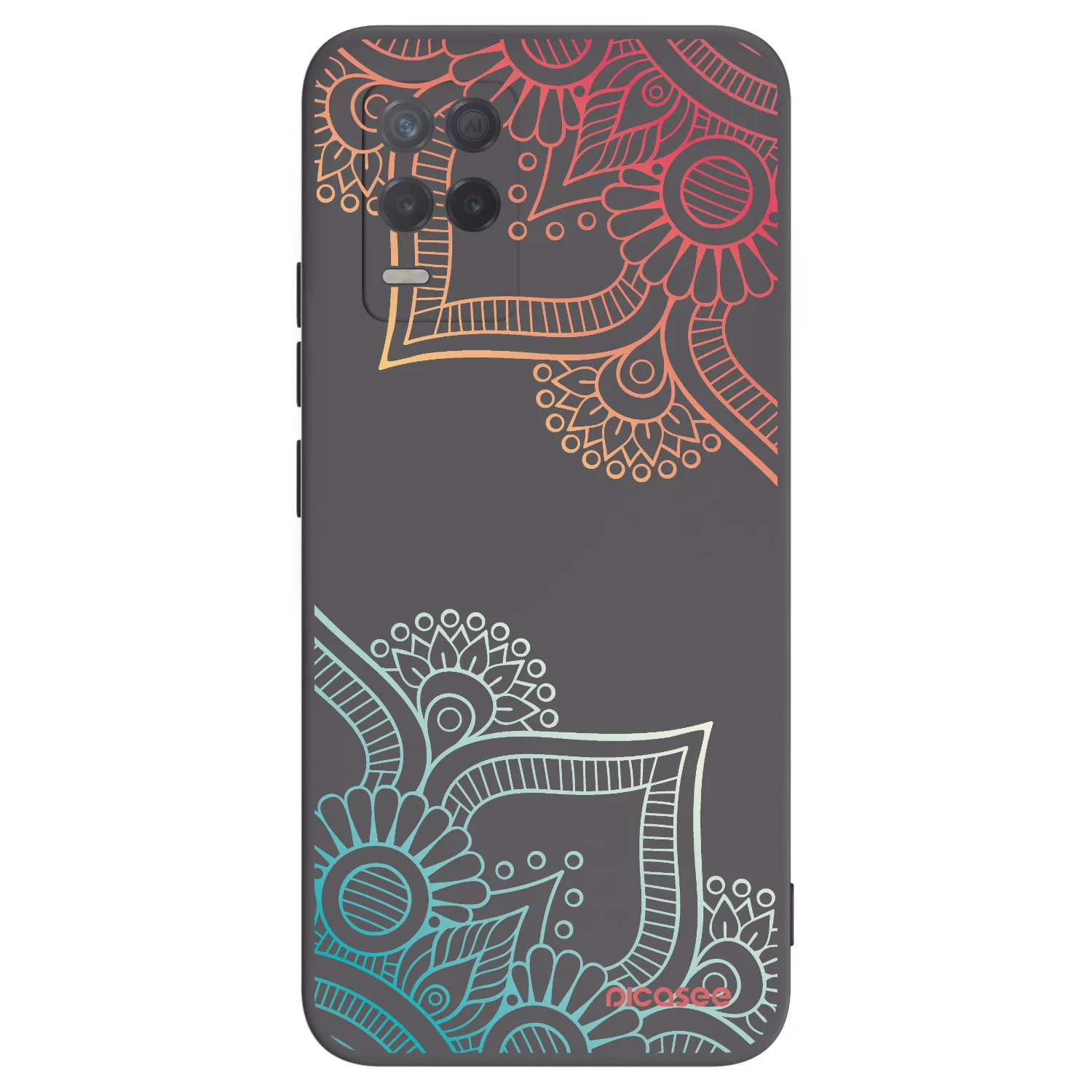 Picasee Μαύρη θήκη σιλικόνης για Realme 8 5G - Flowers pattern