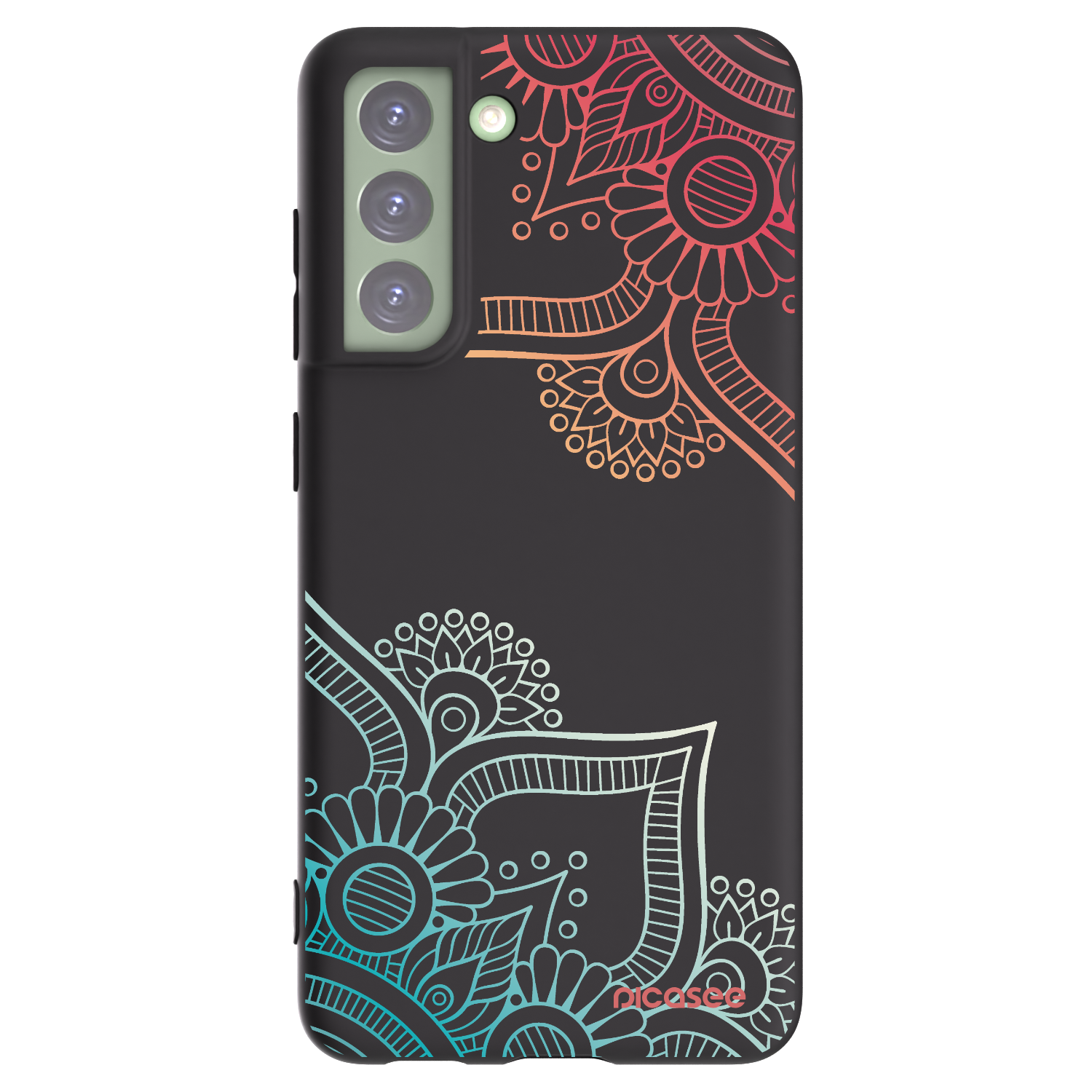 Picasee Μαύρη θήκη σιλικόνης για Samsung Galaxy S21 FE 5G - Flowers pattern
