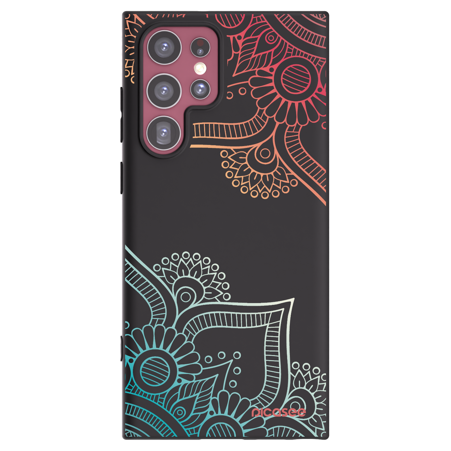 Picasee Μαύρη θήκη σιλικόνης για Samsung Galaxy S22 Ultra 5G - Flowers pattern