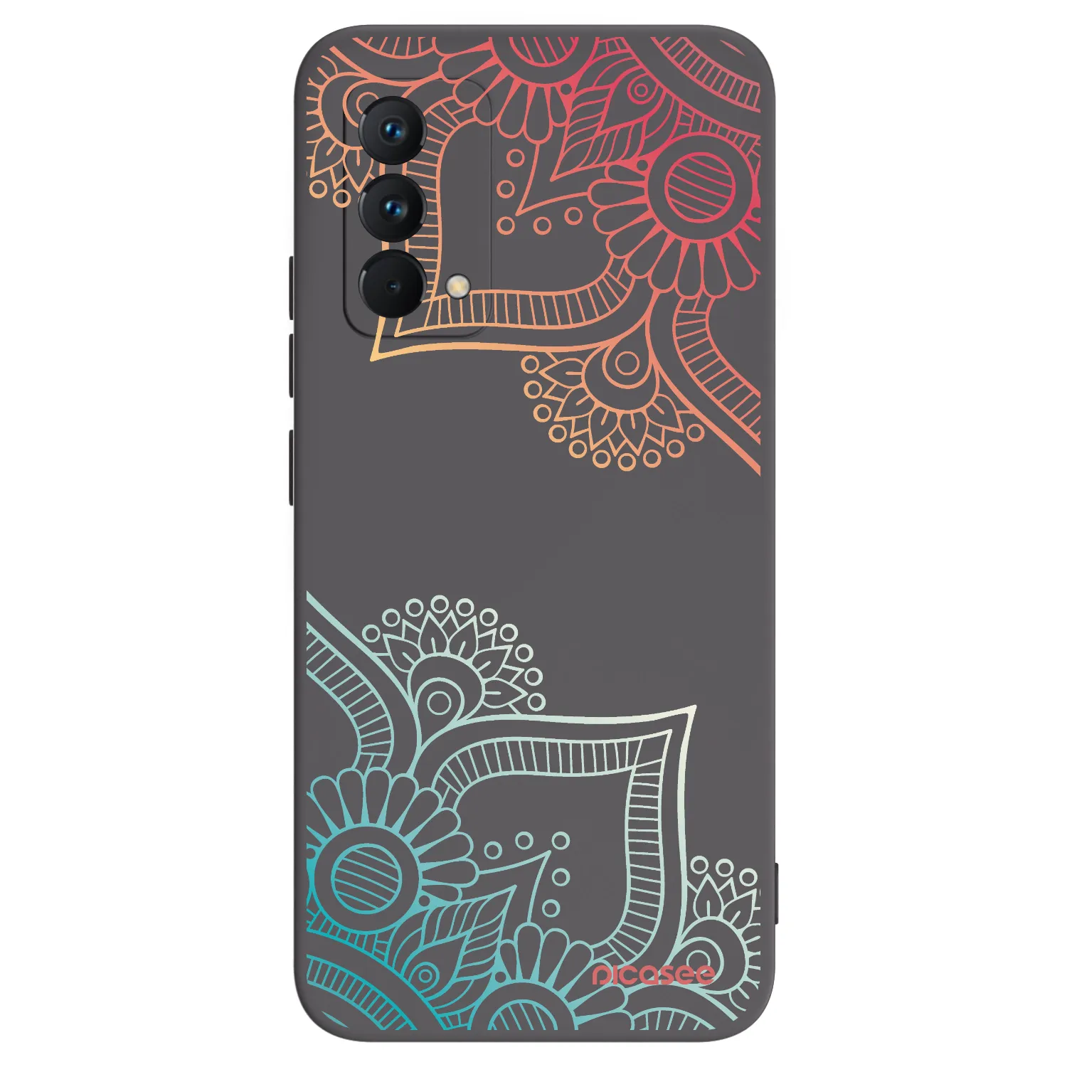 Picasee Μαύρη θήκη σιλικόνης για Realme GT Master Edition 5G - Flowers pattern